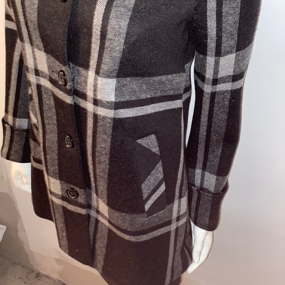 Beautiful black and gray Burberry print wool jacket, Chinese style collar - Picture 3 of 7